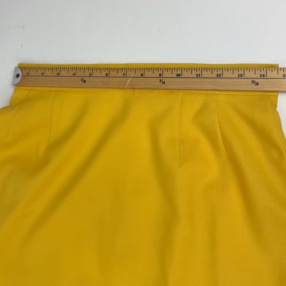 Vintage Lightweight Wool Pencil Skirt Sunny Yellow Devanshire Cream size 10 - Picture 8 of 10